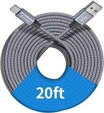 20Ft Extra Long USB Type C Cable A 2.0 To Nylon Braided Charger Cord Compatible picture