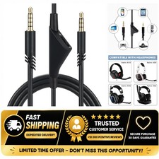 Replacement Aux Cable for Astro A40 A40TR A10 Gaming Headset 2m Volume Control picture