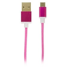 3FT USB to MicroUSB Braided Fabric Charging and Sync Cable Cord Pink picture