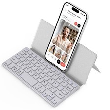 CACOE Wireless Keyboard with Stand, Mini for Cell Phone, Grey-2 picture