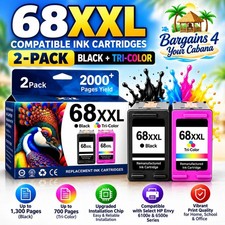 XJI 68XXL 68XL Replacement for HP 68 Ink Cartridges Black/Color Combo 68XXL B/C picture