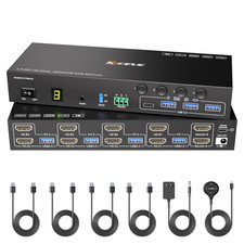 HDMI KVM Switch 2 Monitors 4 Computers 4K@60Hz Audio RS232 EDID Emulation picture