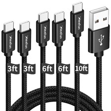 CLEEFUN USB C Cable, to C [5 Pack, 3ft+3ft+6ft+6ft+10ft, Black  picture