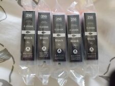 Lot of 5 Black Ink Cartridges C-250BK XL #250 NEW SEALED picture