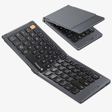 Foldable Compact Keyboard for Phone and Tablet, Gray | Pocket-Sized, PU Leather  picture