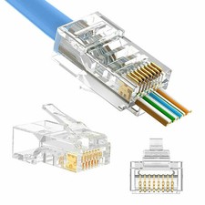 50-200 RJ45 Pass Through Modular Plug Network Cable Connector End 8P8C CAT6 CAT5 picture