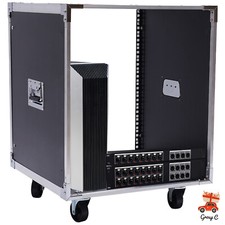 12U Cabinet Rolling Network Rack Audio Studio Video Telecom Equipment Rack Black picture