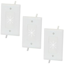 3x 1-Gang Wall Plate Split Flexible Opening AV HDMI Cable Feed Through White picture