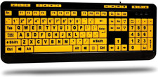 AKB-132UY - Luminous 4 X Large Print Multimedia Desktop USB Keyboard, Black Yell picture