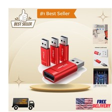 Ultra-Portable 4-Pack USB Data Blocker, Charge-Only Protects Devices in Red picture