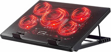 Kootek 5-Fan USB Laptop Cooling Pad Adjustable Stand Anti-Slip Metal Black picture