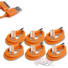 6X 6FT USB SYNC DATA POWER CHARGER ORANGE CABLES IPHONE IPOD TOUCH NANO NEW IPAD picture