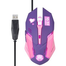Purple Wired USB Computer Mouse,7 Colors Backlit,Silent Buttons for MacBook,C... picture