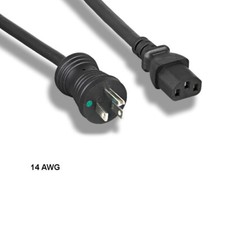 Kentek 15' ft 14 AWG Hospital Grade Power Cord NEMA 5-15P to C13 15A/125V Blk picture