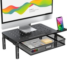 Monitor Stand Riser with Metal Mesh Drawer, Height Adjustable picture