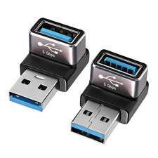 90 Degree USB 3.0 Adapter, 2-Pack Right Angle A Male to Female Black picture