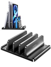3-Slot Vertical Laptop Stand Organizer, Laptop Storage Holder Made of Premium... picture