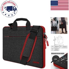 Sleek Water-Repellent Laptop Shoulder Bag 15-16 Inches - Slim Black & Red Design picture