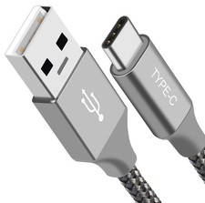 Astrotek 1m USB-C Type-C Data Sync Charger Cable Silver Strong Braided Heavy picture