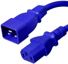 10 PACK LOT 3ft IEC C20 - C13 Blue Power Cord 14AWG 15A/1875W 100-250V 1M picture