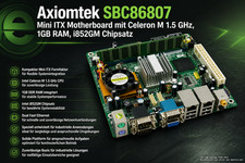 Axiomtek SBC86807 2.0 Industrial Mini ITX Motherboard i852GM Celeron M 1.5Ghz 1GB picture