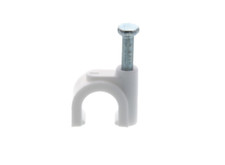 8mm White Cable Clips 100-Pack, Nail-In Wire Clips for RG6 Coax Cable, USA picture