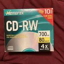 New 10 Pack Memorex CD-RW Blank Discs 4x 700MB 80 Min Rewritable Sealed NOS picture