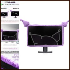 Computer Monitor Cover 23-34 Inch Cat Ear Design Elastic Dustproof Cute Furry picture