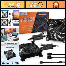 2Pack 120mm USB Cooling Fan - High Airflow, 3-Speed Controller, Quiet Dual-Ball picture