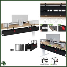Extra Large Under Desk Cable Management Tray 48 Inch No Drill Black picture