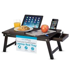Laptop Bed Tray | Adjustable Tilt Surface, Storage Drawer, Folding Legs, Mous... picture