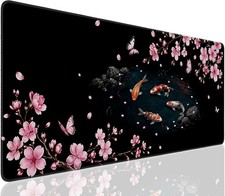 CFMSFKEJI Large Gaming Mouse Pad, Color Cherry Blossom Koi Fish 31.5x11.8 Inch picture