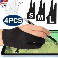 4x Digital Drawing Glove Smudge Guard Artist Glove Art Glove with Two Finger R/L picture
