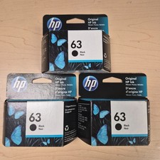 3 pcs HP 63 Black Ink Cartridges New Genuine Retail Box picture