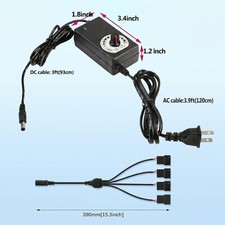 Delinx 12V PC Fan Speed Controller, AC Plug with 4X 4-Pin Splitter Cable | 36W P picture