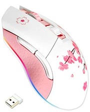 Gaming Mouse, Sakura Pink, Wireless/Wired, 6 Buttons, 10K DPI, RGB picture