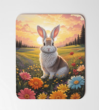 Cute Bunny & Flowers Mouse Pad 9.5