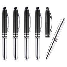 PATIKIL Ballpoint Pen with Stylus Tip and LED 1 Count (Pack of 5), Black  picture