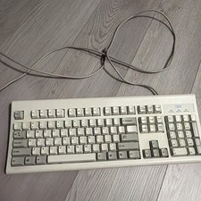 Vintage IBM KB-8923  Wired Keyboard Gray White Retro Gaming picture