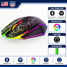 Bluetooth 5.2 Wireless Gaming Mouse RGB Silent 6 Buttons picture
