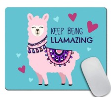 Cute Llama and Heart Mouse Pad Custom, Keep Being llamazing Quote Customized ... picture