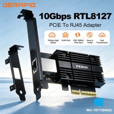 DERAPID 10G PCIe Network Card RTL8127 1-Port RJ45 LAN PXE for PC NAS Server picture