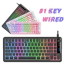 Compact Wired Gaming Keyboard RGB Backlit 81 Keys with Volume Control Knob picture