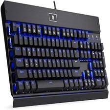 EagleTec KG010 Mechanical Keyboard (Black Keyboard Blue LED Backlit) picture