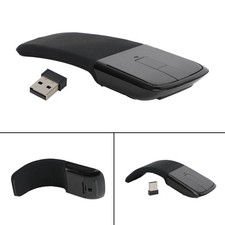2.4GHz Foldable Arc Touch Wireless Mouse Optical Mice With USB Receiver Black A7 picture
