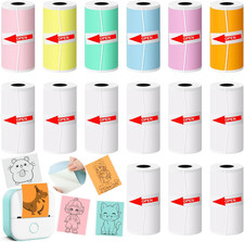 15 Rolls Mini Printer Paper, 53X28Mm Colorful Thermal Sticker Paper picture