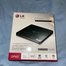 LG Ultra Slim Portable DVD Writer GP60NB50 Black Mac & Windows Compatible SEALED picture