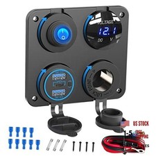 12V USB Outlet 4 in 1 Marine Socket Panel, 66W Multi USB Power Fast Charger picture