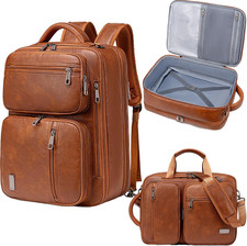 3-In-1 Vegan Leather Convertible Laptop Bag for Men Women, Expandable Travel Bac picture