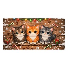 Christmas Cats Holiday Kittens Gaming Mouse Pad Desk Mat Winter Non-Slip picture